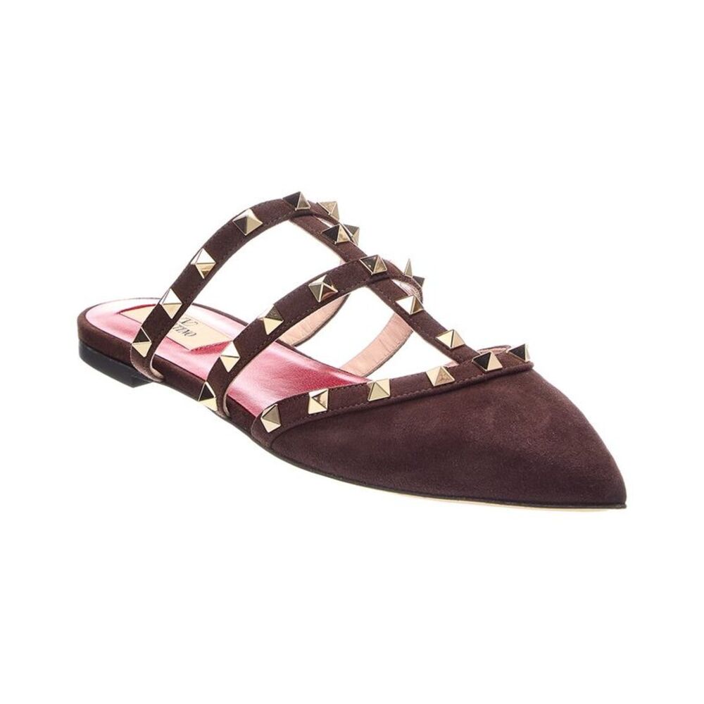 Valentino Rockstud Caged Suede Mule, Brown